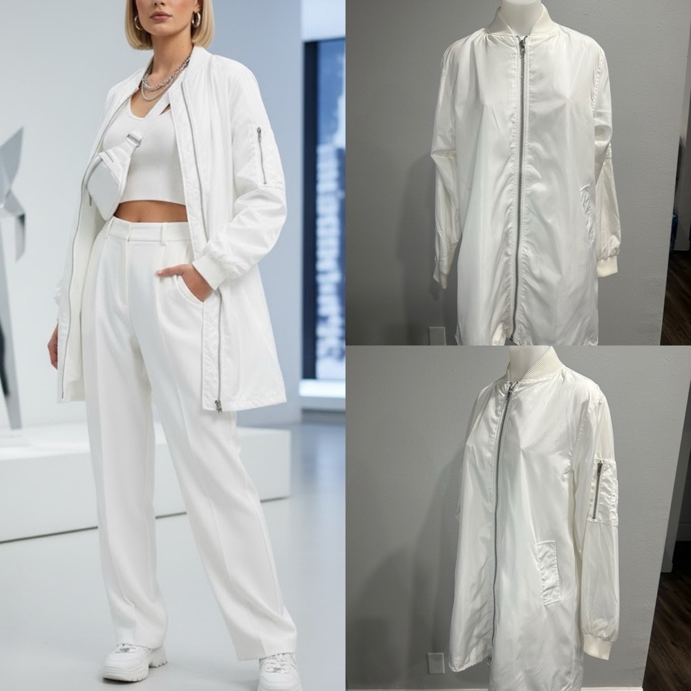 Chic White Bomber Jacket